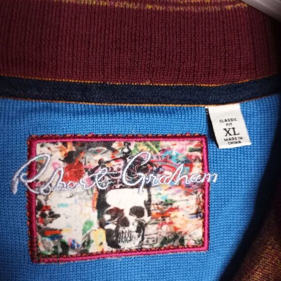 Robert Graham Class Fit Sweater Men's Multi Color 1/4 Zip Long Sleeve XL (Flaws) - Picture 10 of 11